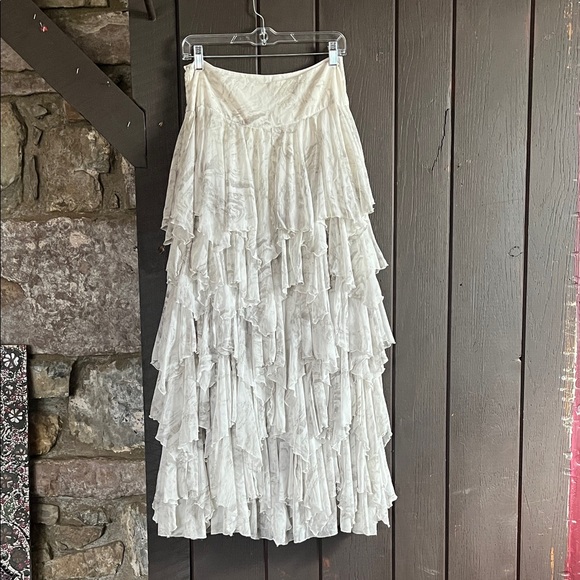 Free People Flowy Layered Maxi Skirt    Sz 2 - Picture 8 of 11